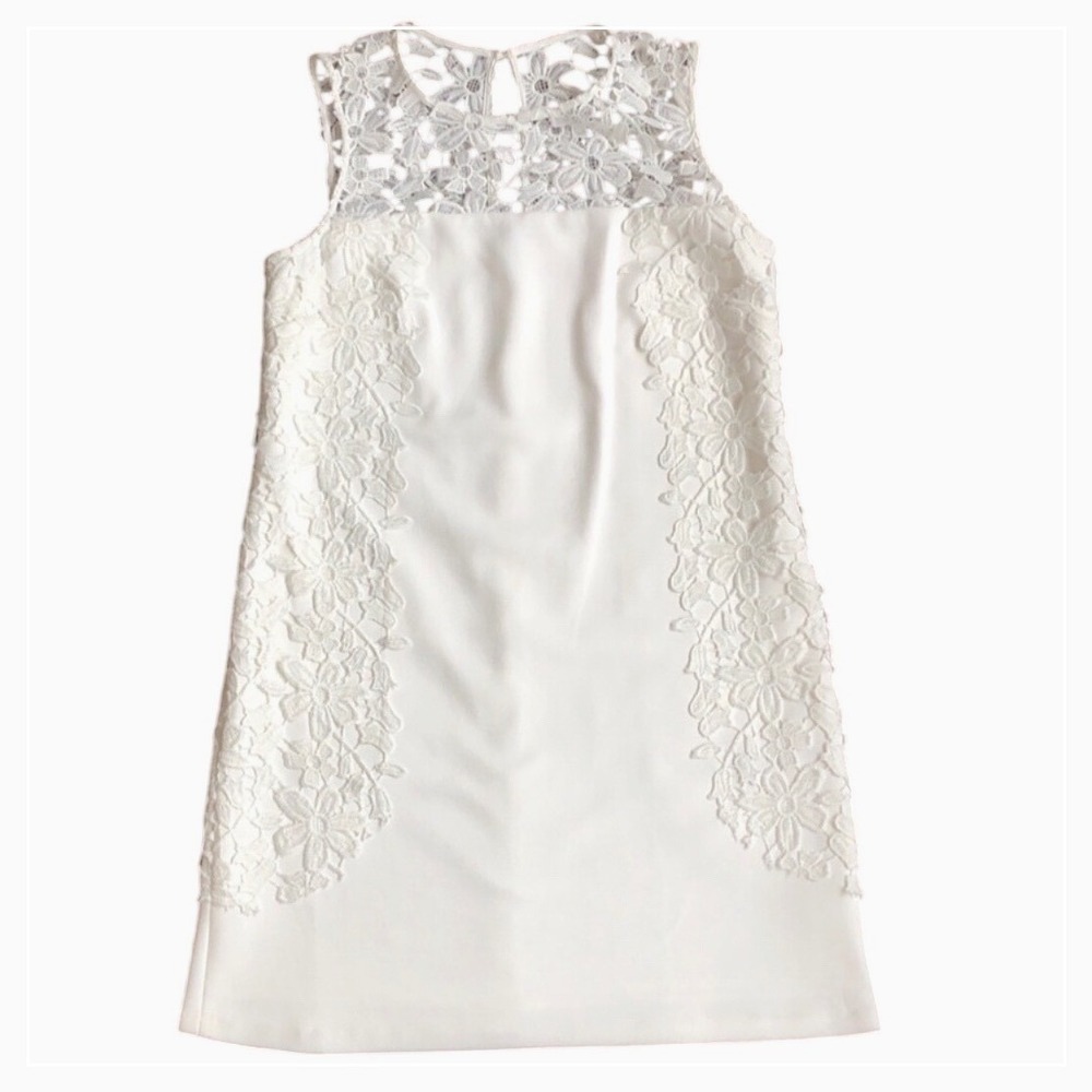 $159 NWT Nanette Lepore White Sleeveless Lace Detail Mini Dress Wedding SIZE‎ 6